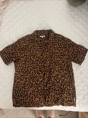 Banks Journal Leopard Print Short Sleeve Button-Down Shirt